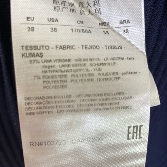 GIORGIO ARMANI SQUARE NECK PLEATED SLEEVELESS WOOL DRESS - Picture 8 of 11